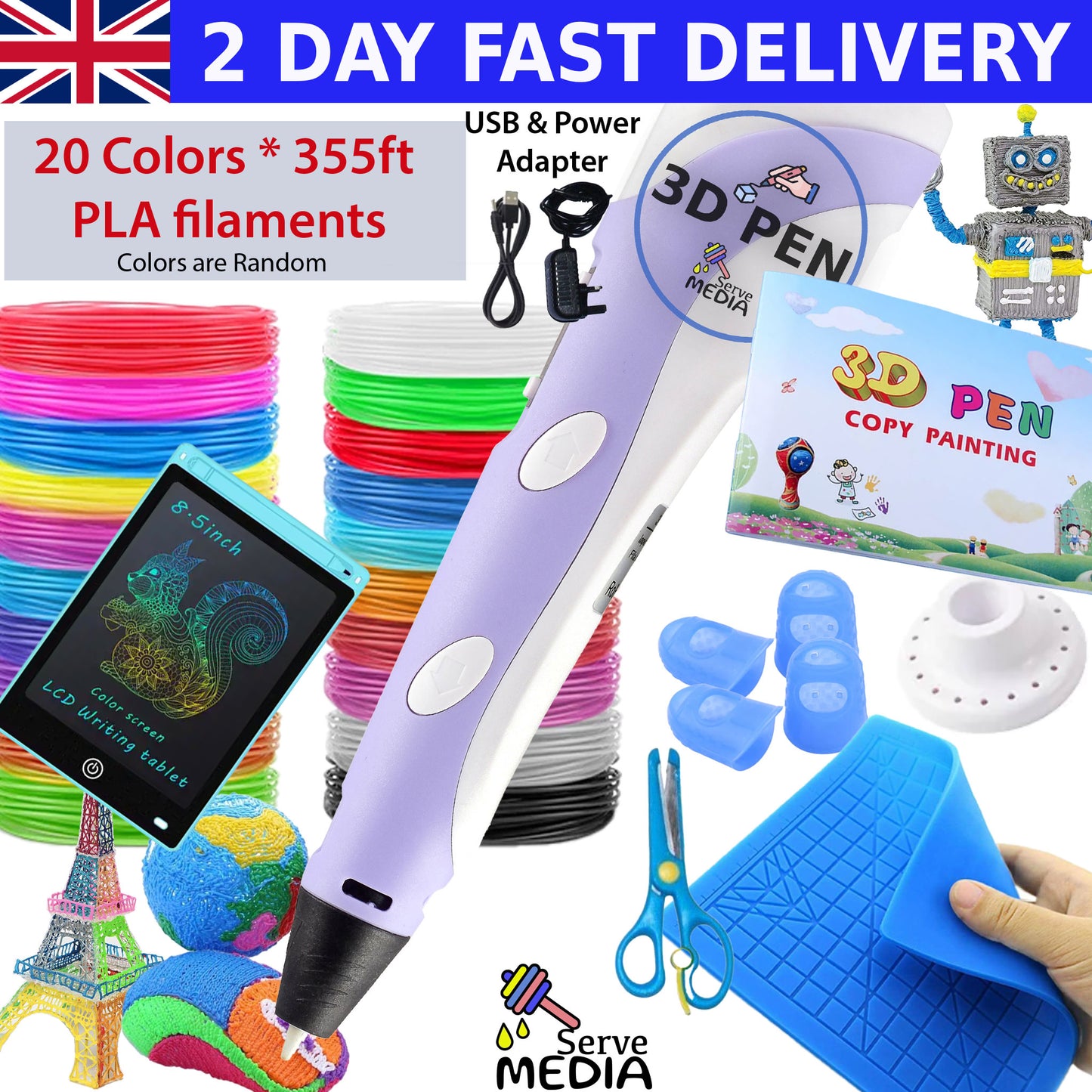 3D Printing Pen Drawing Ultimate Set for kids Christmas gift - 20 Colors 355+ Feet Filament